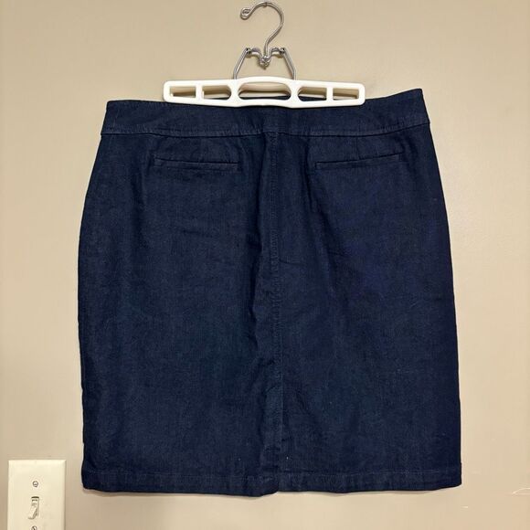Talbots Women’s Dark Wash Denim Jean Skirt Button Zip Closure Petite 14 - Picture 6 of 13